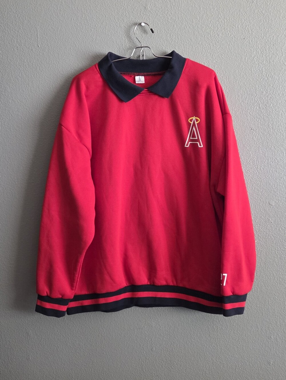 Los Angeles Angels 2026 SGA Throwback Collared Crewneck Sweatshirt Mike Trout 27